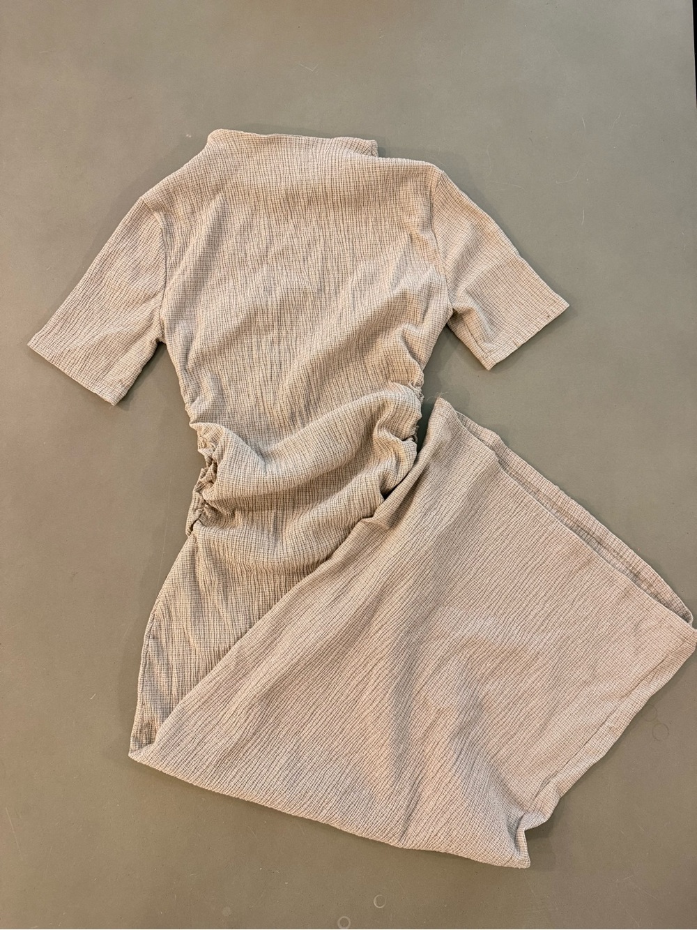 Zara Mockneck Ruched Fitted Midi Dress